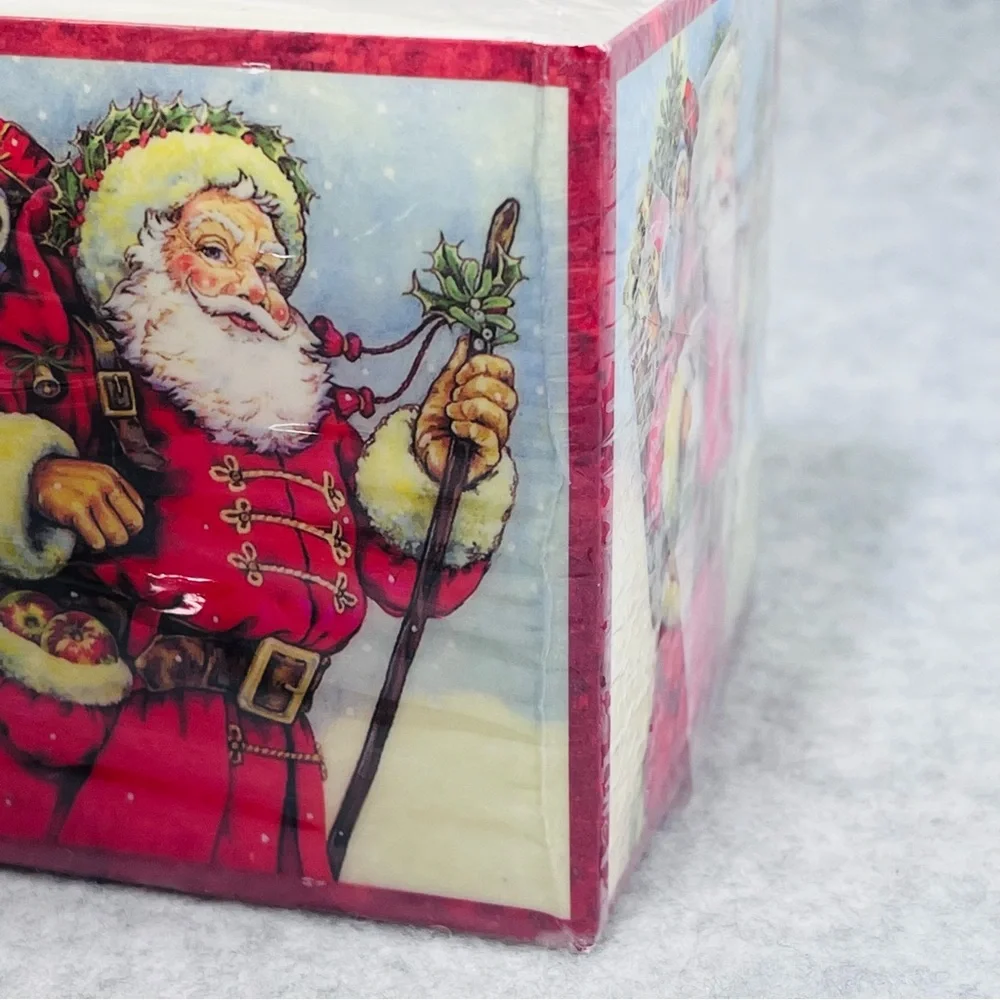Vintage Donna Race Candle Cube Santa Father Christmas 3.25” Square Holiday Decor